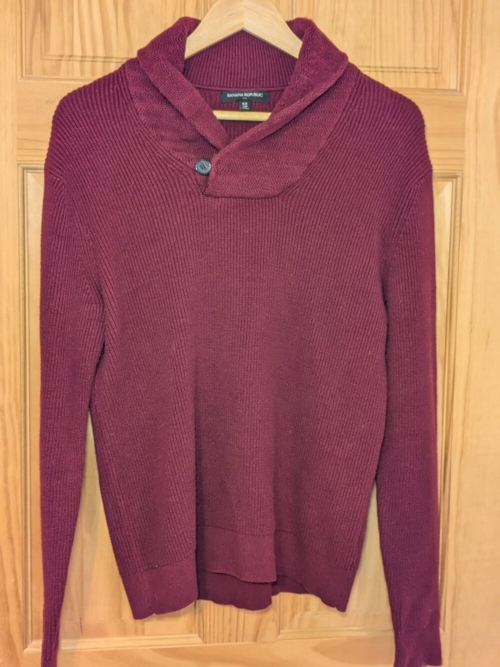 Banana Republic Womens Burgundy Shawl Collar Knit Sweater XS